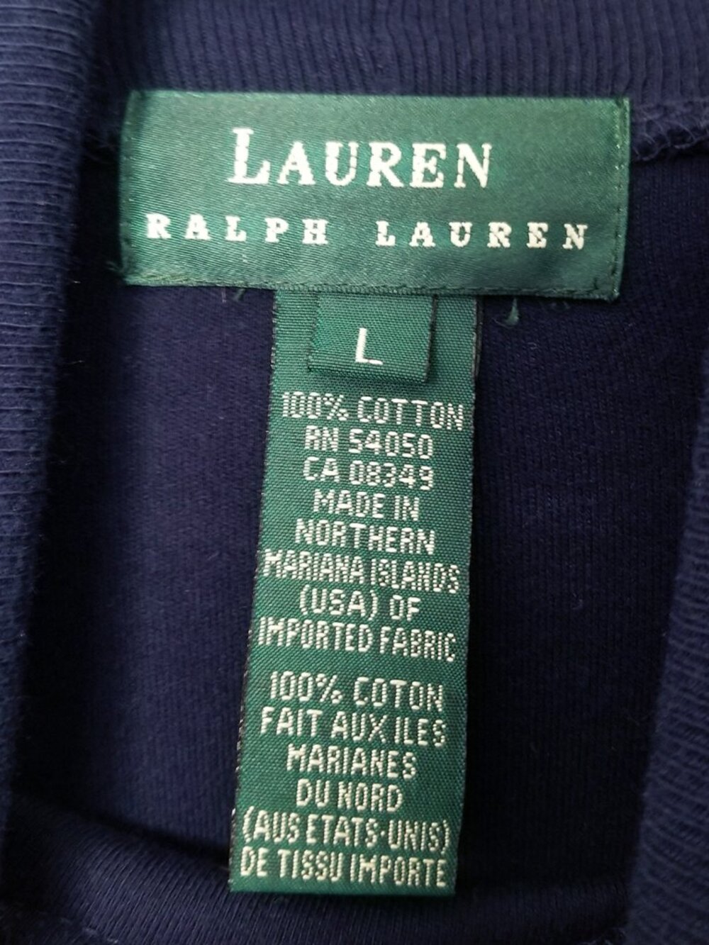 Lauren Ralph Lauren Women's L Navy Blue Turtleneck Gold Embroidered Crest Logo - Picture 8 of 12